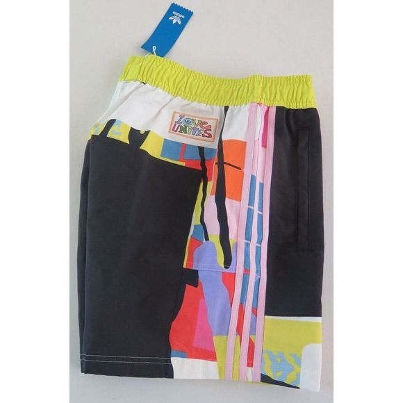 adidas Originals H43974 Unisex Sz Medium Multicolor "Love Unites" Woven Shorts - Picture 4 of 5